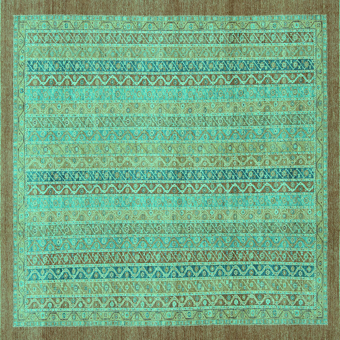 Square Abstract Turquoise Modern Rug, abs2690turq