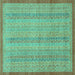 Square Abstract Turquoise Modern Rug, abs2690turq