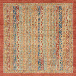 Square Machine Washable Abstract Orange Rug, wshabs2690
