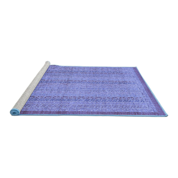 Sideview of Machine Washable Abstract Blue Modern Rug, wshabs2690blu