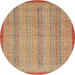 Round Abstract Orange Modern Rug, abs2690