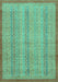 Machine Washable Abstract Turquoise Modern Area Rugs, wshabs2690turq