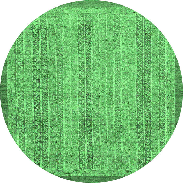 Round Abstract Emerald Green Modern Rug, abs2690emgrn