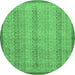 Round Abstract Emerald Green Modern Rug, abs2690emgrn