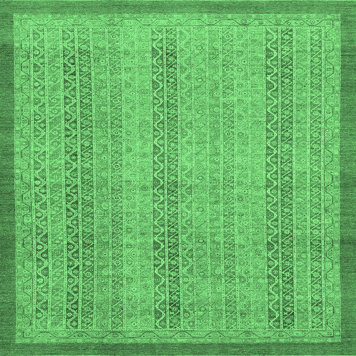 Square Abstract Emerald Green Modern Rug, abs2690emgrn