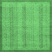 Square Abstract Emerald Green Modern Rug, abs2690emgrn