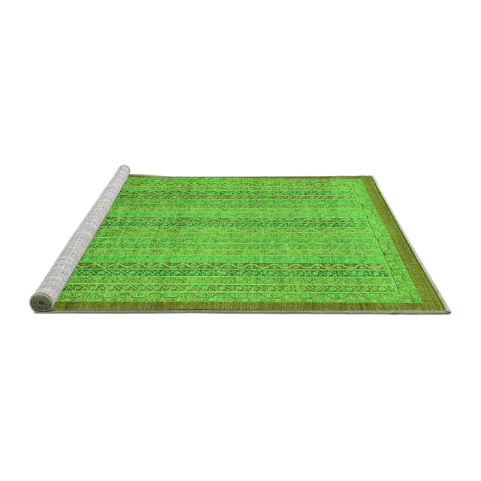 Sideview of Machine Washable Abstract Green Modern Area Rugs, wshabs2690grn