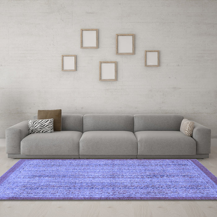Machine Washable Abstract Blue Modern Rug in a Living Room, wshabs2690blu