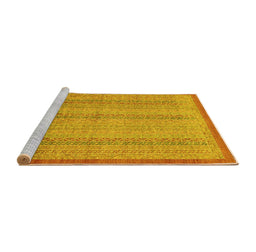 Sideview of Machine Washable Abstract Yellow Modern Rug, wshabs2690yw