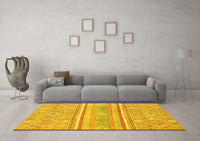 Machine Washable Abstract Yellow Modern Rug, wshabs2691yw