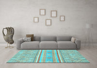 Machine Washable Abstract Light Blue Modern Rug, wshabs2691lblu