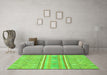 Machine Washable Abstract Green Modern Area Rugs in a Living Room,, wshabs2691grn