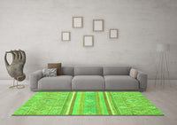 Machine Washable Abstract Green Modern Rug, wshabs2691grn