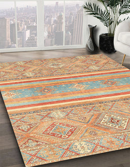 Abstract Orange Modern Rug in Family Room, abs2691