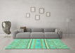 Machine Washable Abstract Turquoise Modern Area Rugs in a Living Room,, wshabs2691turq