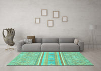 Machine Washable Abstract Turquoise Modern Rug, wshabs2691turq