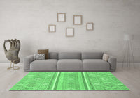 Machine Washable Abstract Emerald Green Modern Rug, wshabs2691emgrn