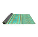 Sideview of Abstract Turquoise Modern Rug, abs2691turq