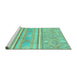 Sideview of Machine Washable Abstract Turquoise Modern Area Rugs, wshabs2691turq