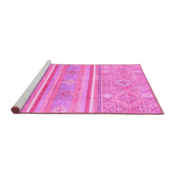 Sideview of Machine Washable Abstract Pink Modern Rug, wshabs2691pnk