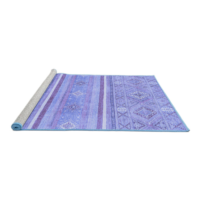 Sideview of Machine Washable Abstract Blue Modern Rug, wshabs2691blu