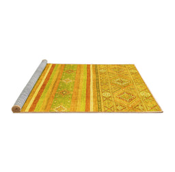 Sideview of Machine Washable Abstract Yellow Modern Rug, wshabs2691yw
