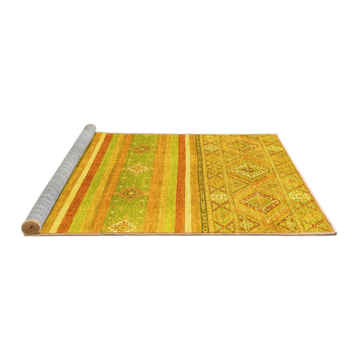 Sideview of Machine Washable Abstract Yellow Modern Rug, wshabs2691yw