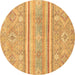 Round Abstract Brown Modern Rug, abs2691brn