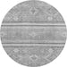 Round Machine Washable Abstract Gray Modern Rug, wshabs2691gry