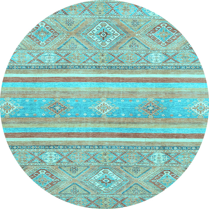 Round Abstract Light Blue Modern Rug, abs2691lblu