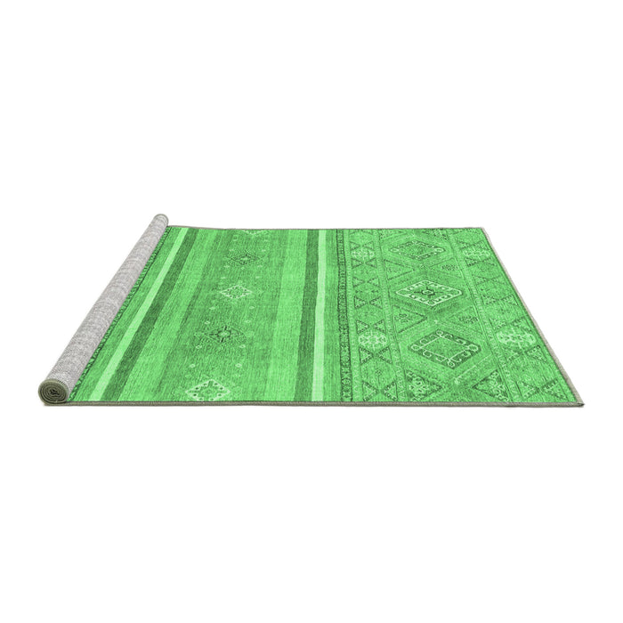 Sideview of Machine Washable Abstract Emerald Green Modern Area Rugs, wshabs2691emgrn