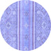 Round Machine Washable Abstract Blue Modern Rug, wshabs2691blu