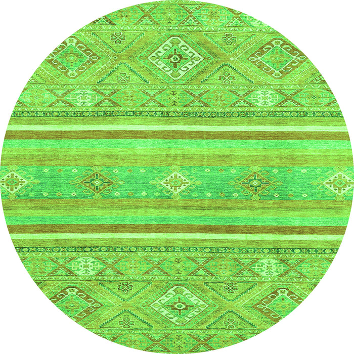 Round Abstract Green Modern Rug, abs2691grn