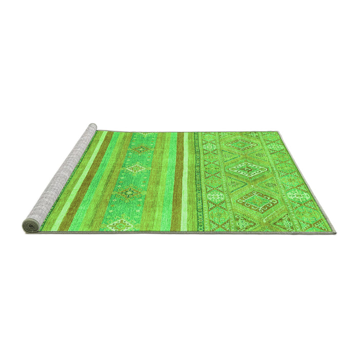 Sideview of Machine Washable Abstract Green Modern Area Rugs, wshabs2691grn