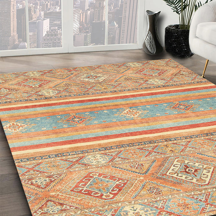 Machine Washable Abstract Orange Rug in a Family Room, wshabs2691