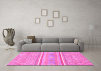 Machine Washable Abstract Pink Modern Rug, wshabs2691pnk