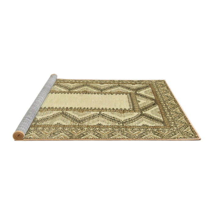 Sideview of Machine Washable Abstract Brown Gold Rug, wshabs2692