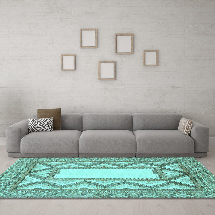 Machine Washable Abstract Light Blue Modern Rug in a Living Room, wshabs2692lblu