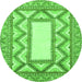 Round Machine Washable Abstract Green Modern Area Rugs, wshabs2692grn