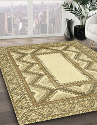 Abstract Brown Gold Modern Rug, abs2692