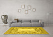 Machine Washable Abstract Yellow Modern Rug in a Living Room, wshabs2692yw