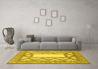 Machine Washable Abstract Yellow Modern Rug, wshabs2692yw