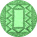 Round Abstract Emerald Green Modern Rug, abs2692emgrn