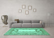 Machine Washable Abstract Turquoise Modern Area Rugs in a Living Room,, wshabs2692turq