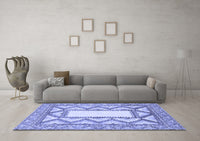 Machine Washable Abstract Blue Modern Rug, wshabs2692blu