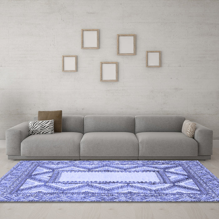 Machine Washable Abstract Blue Modern Rug in a Living Room, wshabs2692blu