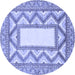 Round Machine Washable Abstract Blue Modern Rug, wshabs2692blu