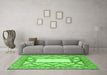 Machine Washable Abstract Green Modern Area Rugs in a Living Room,, wshabs2692grn