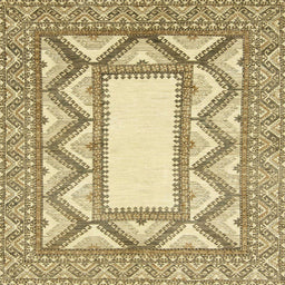 Square Machine Washable Abstract Brown Gold Rug, wshabs2692