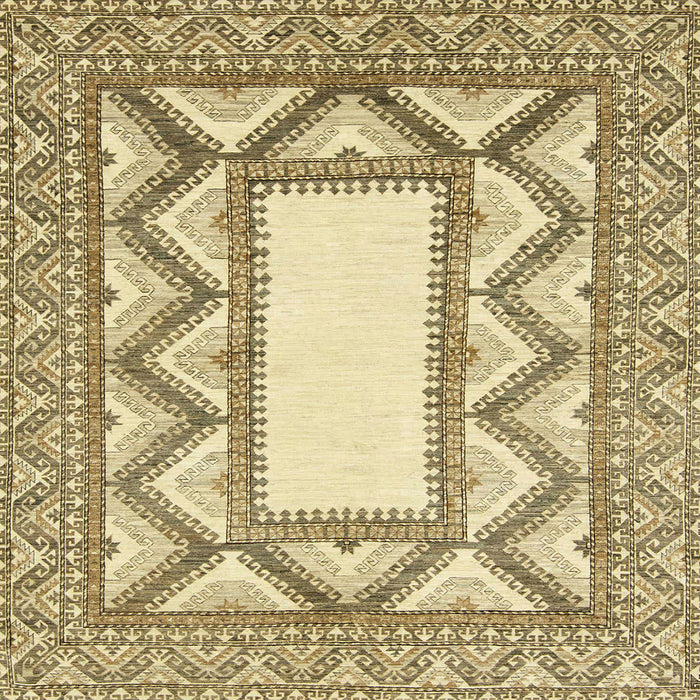 Square Machine Washable Abstract Brown Gold Rug, wshabs2692